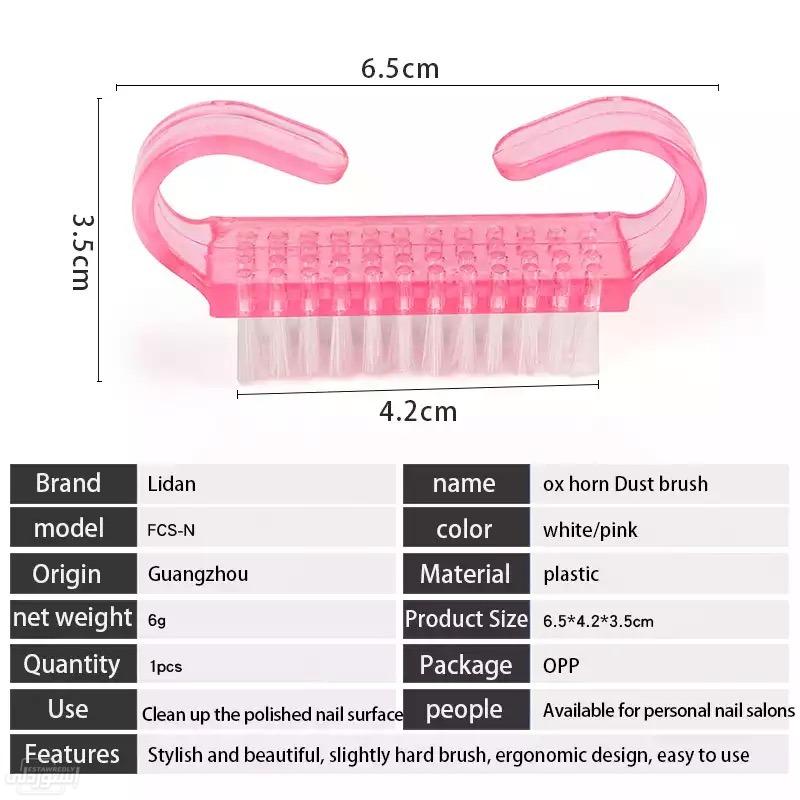 فرشاة صغيرة بلاستيكة سهلة المسك متعدد الاستخدامات بلون الوردي الشفاف طولها 6.5 سم وارتفاعها 3.5 سم 