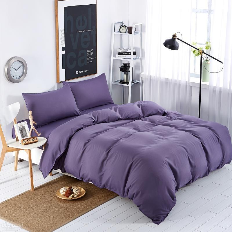 طقم سرير مكون من اربع قطع مصنوعة من القطن خامة ممتازة جودة عالية بنفسجي اللون
