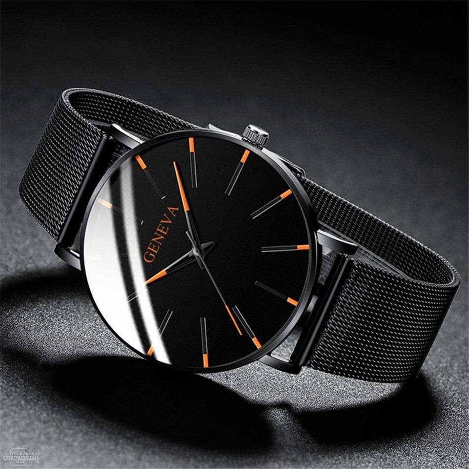 ساعة دائرية سوداء اللون من الحديد ذات نوعية رفيعة خامة ممتازة مغناطيسية 