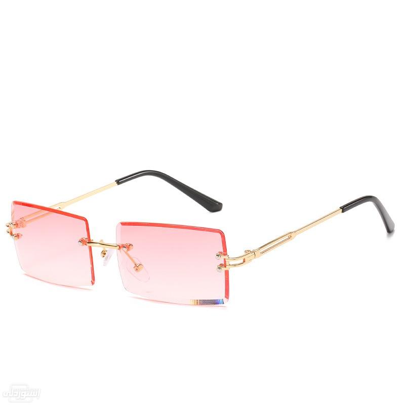 نظارات شمسية بدون اطار ذات تصميمات جذابة بجودة عالية ذات لون وردي 
