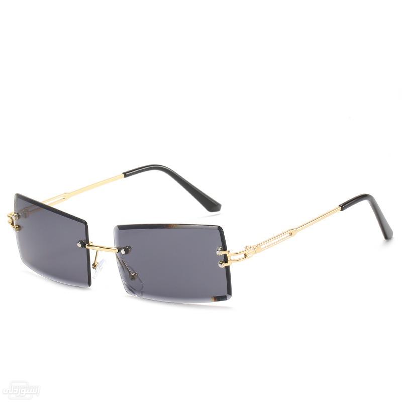 نظارات شمسية بدون اطار ذات تصميمات جذابة بجودة عالية ذات لون اسود