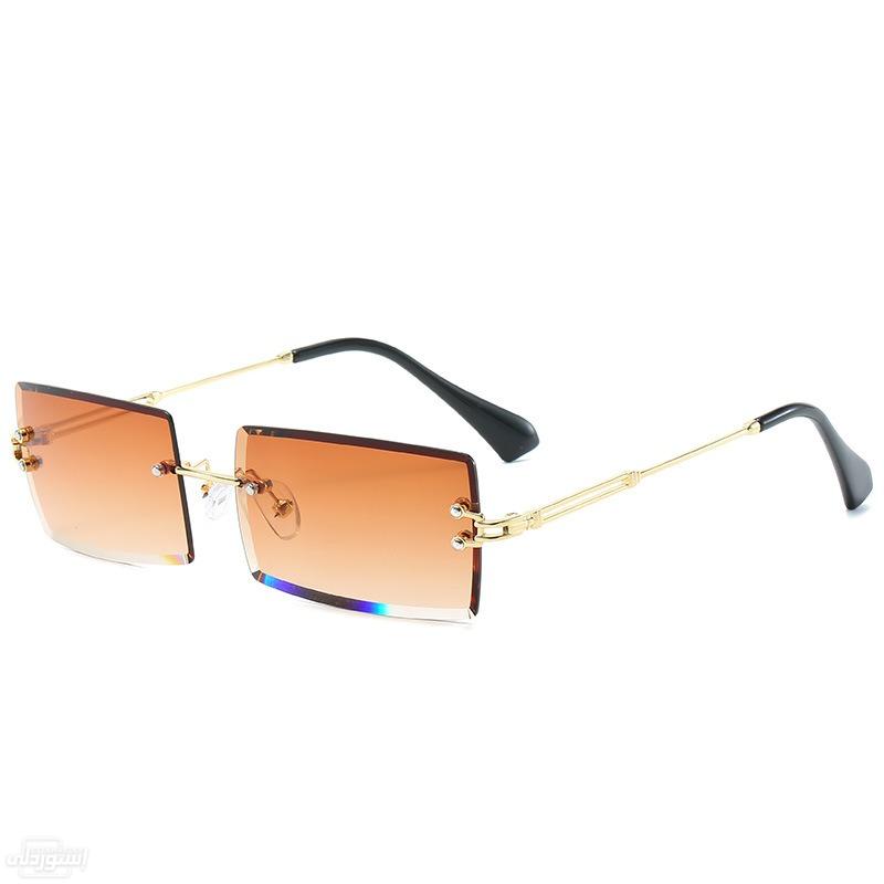 نظارات شمسية بدون اطار ذات تصميمات جذابة بجودة عالية ذات لون بني 