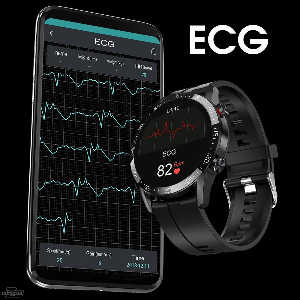 ساعة ذكية ذات مواصفات وشكل وتصميم جذات تعطيك جاذبية إنذار, -قياس معدل ضربات القلب - تتبع النوم ذات لون اسود 