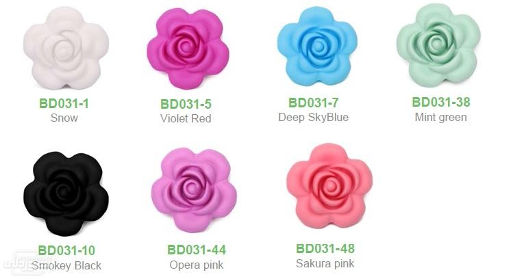 أشكال الورود من السيليكون لاطفال التسنين ذات تصميمات جذابة بجودة عالية نوعية رفيعة بالوان متعددة 