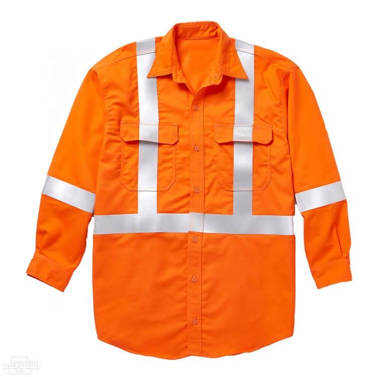 سترة الامان لعمال المناجم والمصانع للرجال مقاومة للحريق ذات لون برتقالي 
