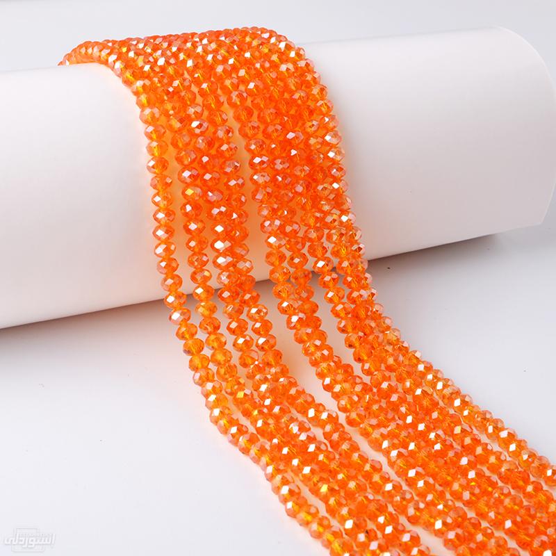 خرز كريستال ذات تصميمات جذابة للسلاسل والاستخدامات متعددة ذات لون برتقالي 