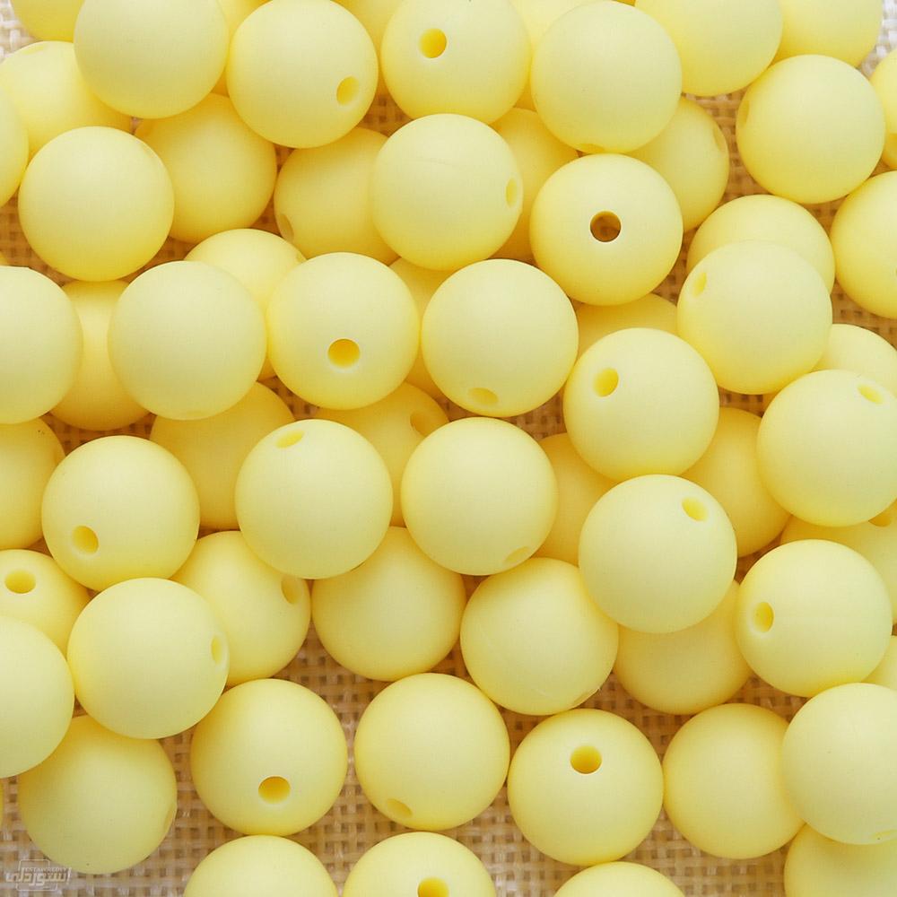 كرة سيليكون للاطفال غذائي ذات جودة عالية بصميمات مختلفة ذات لون اصفر 