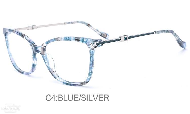 نظارات ذات تصميمات جذابة مع ذراع معدن بشكل أنيق ذات لون ازرق بالفضي 