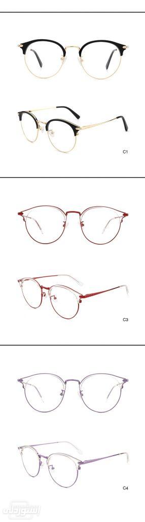 نظارات بيضاوية الشكل ذات تصميمات جذابة بجودة عاليةمن المعدن ذات ثلاث الون مختلفة 