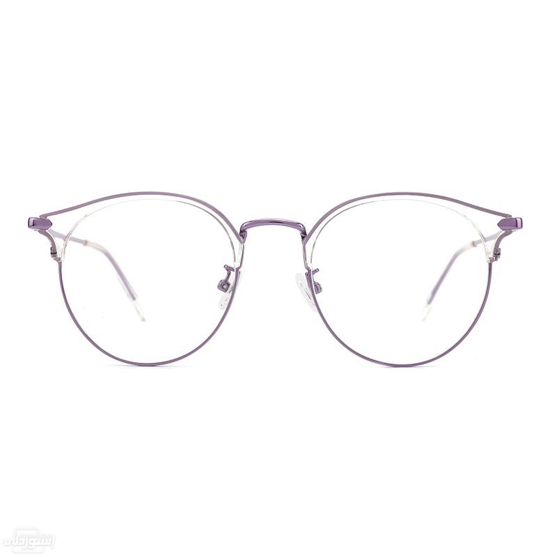 نظارات دائرية الشكل ذات تصميمات جذابة بجودة عالية من المعدن ذات لون بنفسجي 