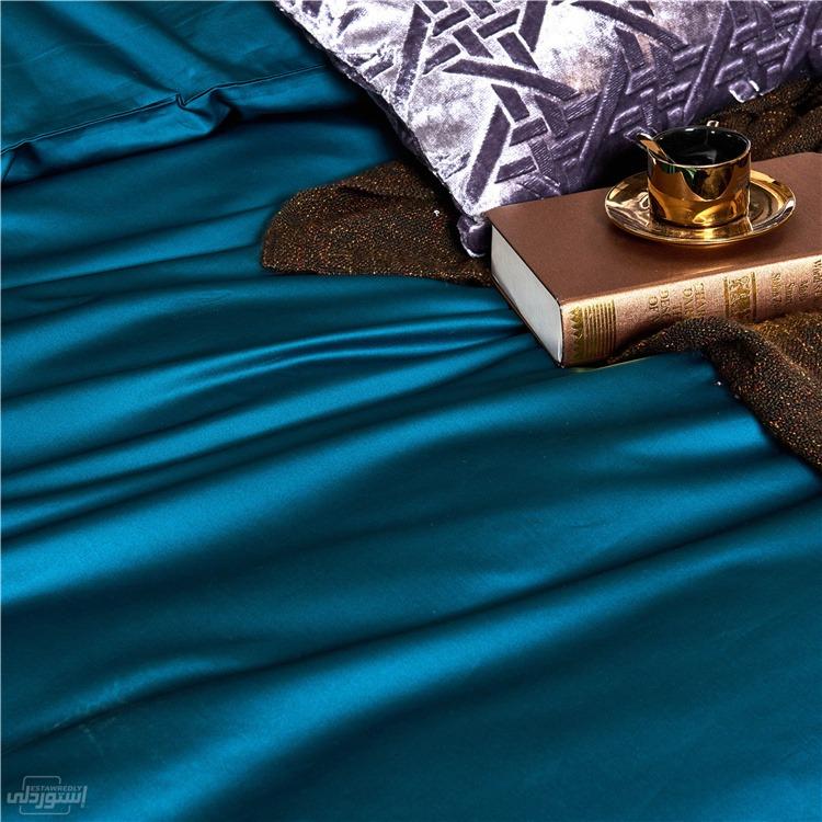 لحاف سرير جودة عالية خامة ممتازة قطن 100 بالمئة ازرق اللون للمنازل والعرائس 