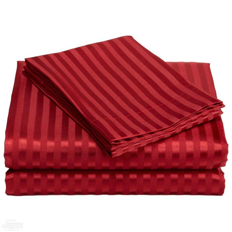 ملايات سرير من القطن جودة عالية خامة ممتازة مضاد للانكماش ومضاد للتجعد احمر اللون