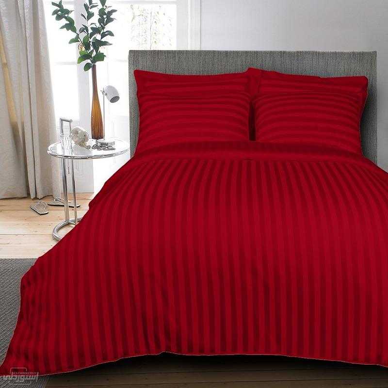  طقم سرير من القطن جودة عالية خامة ممتازة مضاد للانكماش ومضاد للتجعد احمر اللون