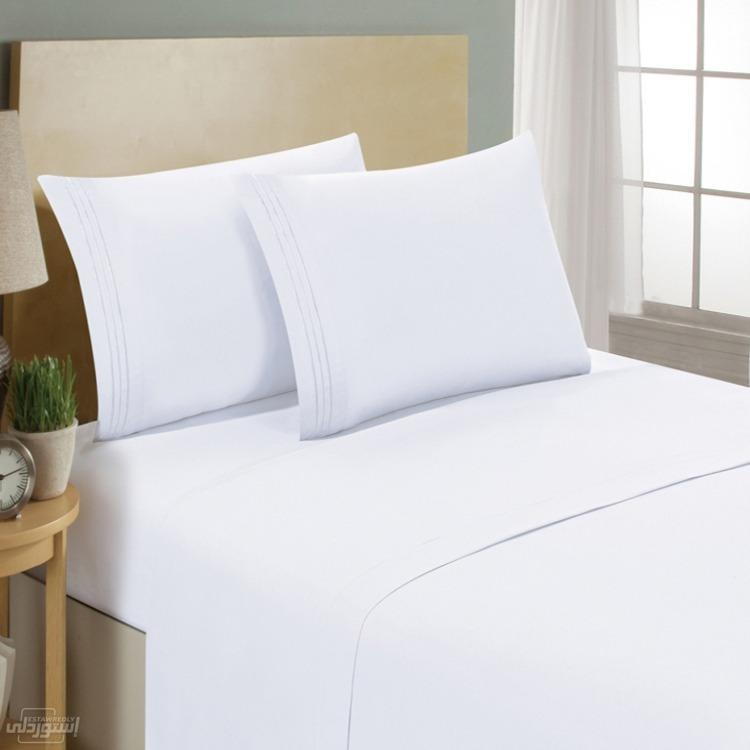 ملايات سرير ذات تصميمات مبهرة بجودة عالية منصنوعة من مادة الميكروفايبر ذات اللون ابيض