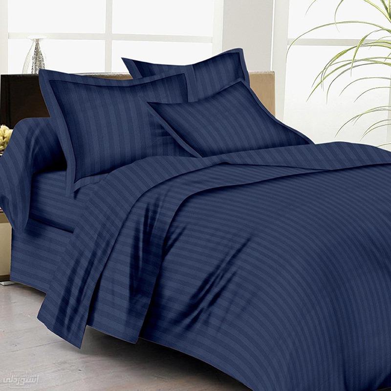 ملايات سرير بخطوط الجاكار ذات تصميمات جديدة  ذات لون ازرق من القطن والبوليستر