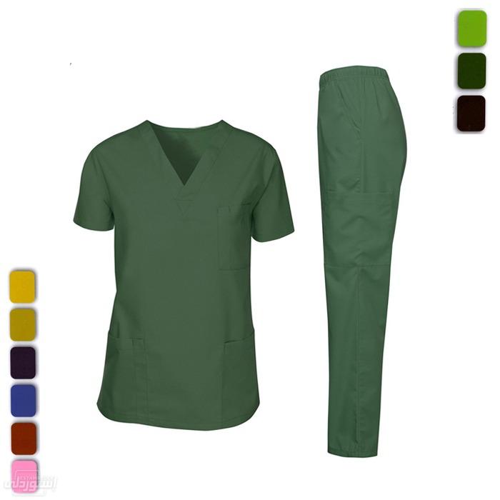 لباس رسمي مخصوص للعمل المجال الطبي للجنسين مكون من قطعتين اخضر اللون 