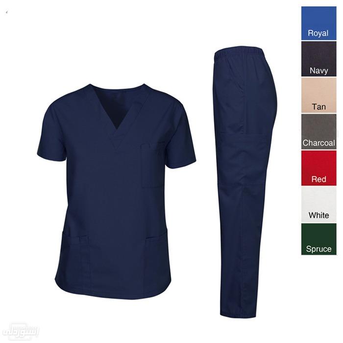 لباس رسمي مخصوص للعمل المجال الطبي للجنسين مكون من قطعتين بنفسجي اللون 