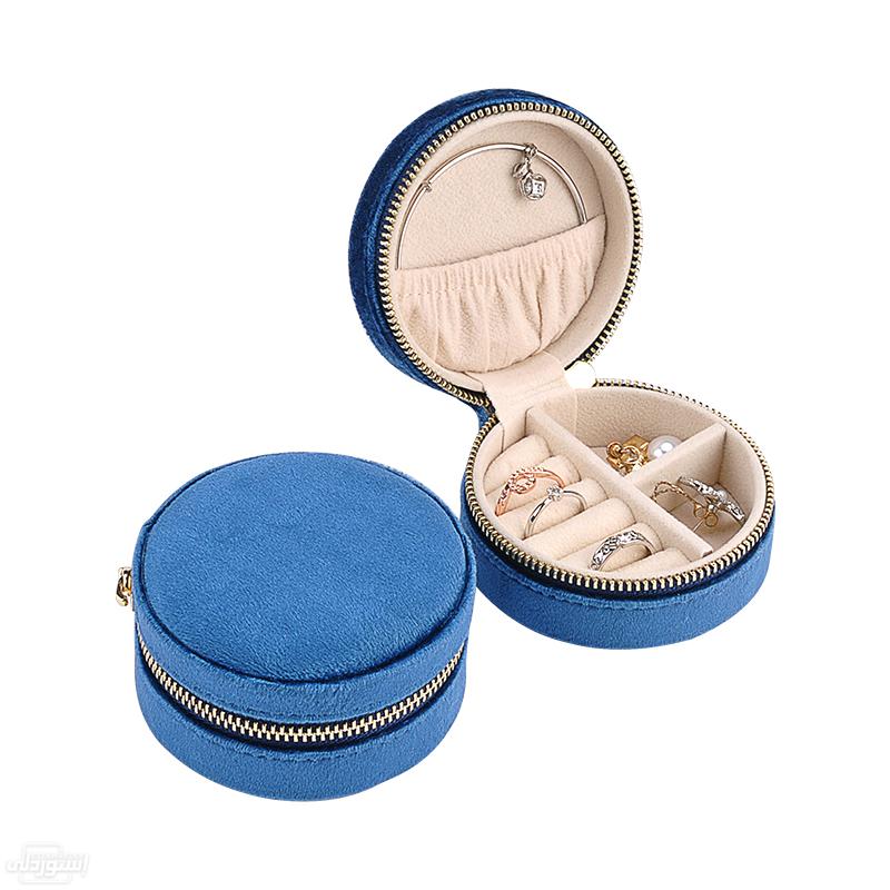 صندوق دائري من الجلدى بسوستا لحفظ المجوهرات ذات تصميمات خاصة وبجودة عالية 