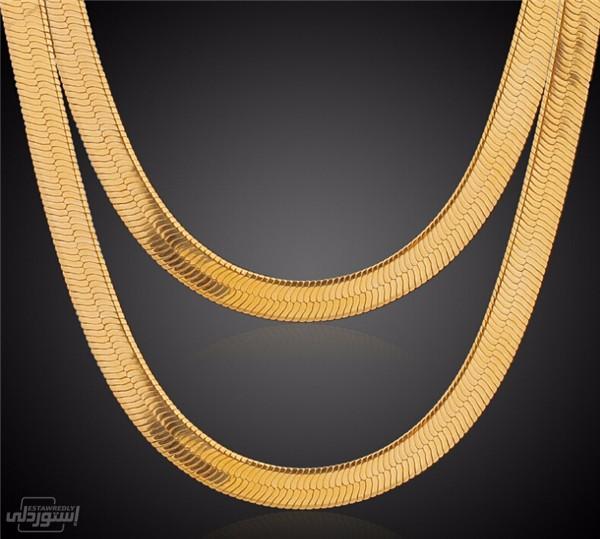 سلسلة من سانلس ستيل ذهبية اللون محكمة القفل نوعية رفيعة طويلة للاستعمال اليومي 