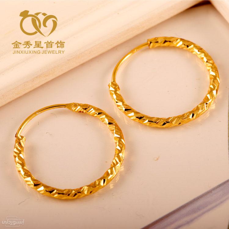 قيراط (حلق) دائرى الشكل مطلى بالذهب ذات تصميمات جذابة بجودة عالية دائري 