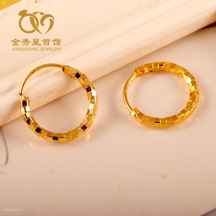 قيراط (حلق) دائرى الشكل مطلى بالذهب ذات تصميمات جذابة بجودة عالية سهل الاغلاق 